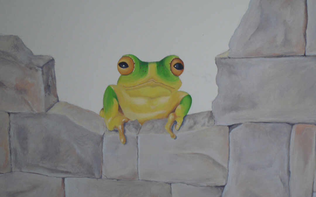 Bathroom mural, acrylics