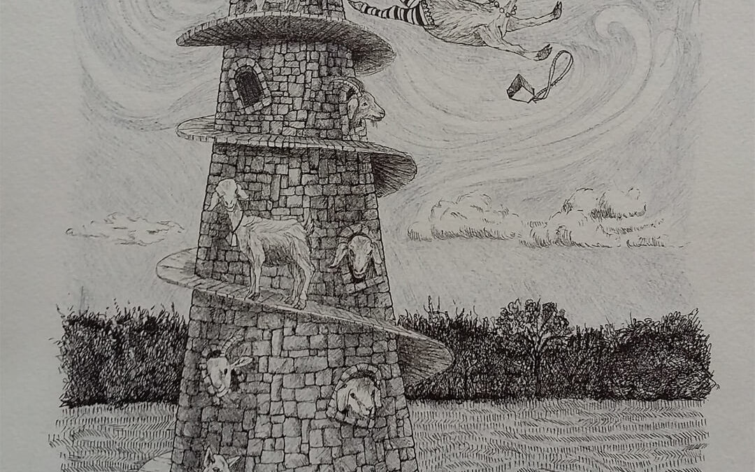 Escape Goat, pen and ink