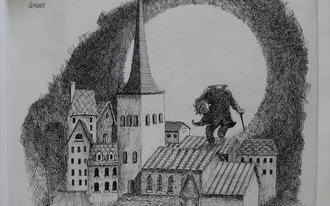 Ghost, pen and ink