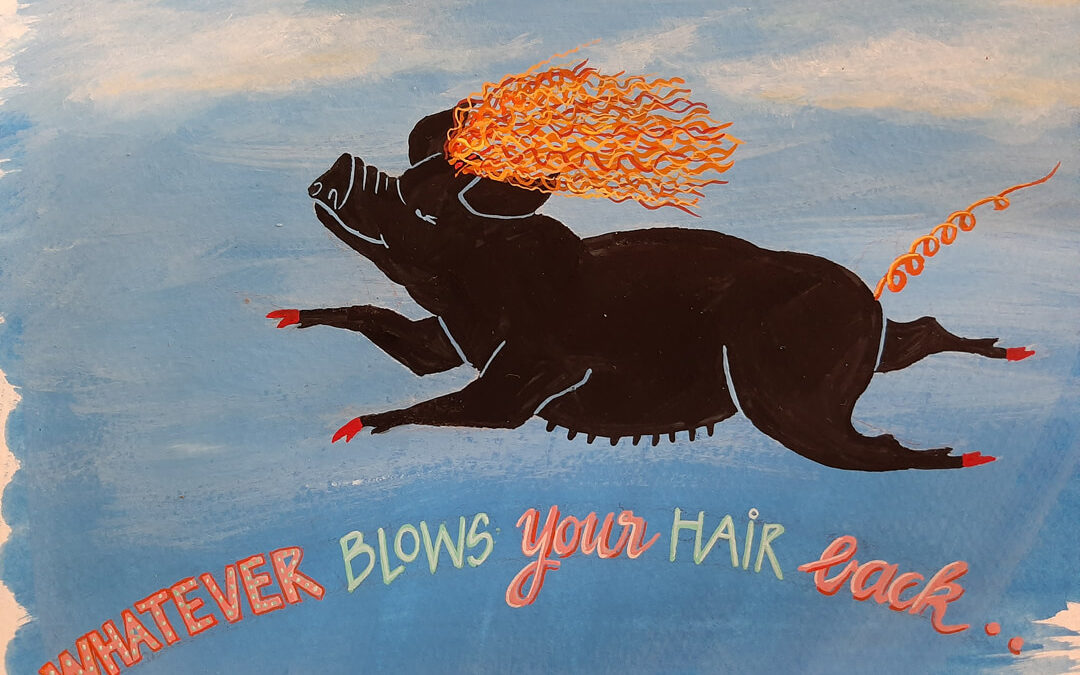 Whatever blows your Hair back, gouache