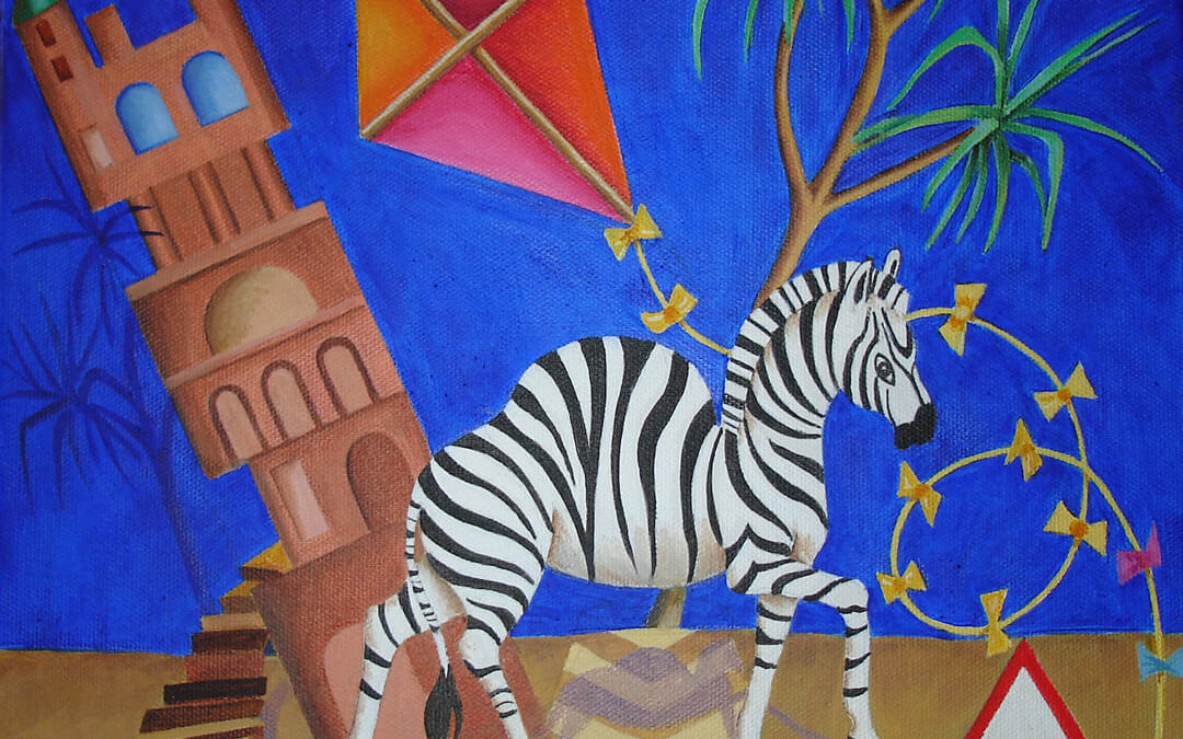 Humped zebra crossing, acrylic painting